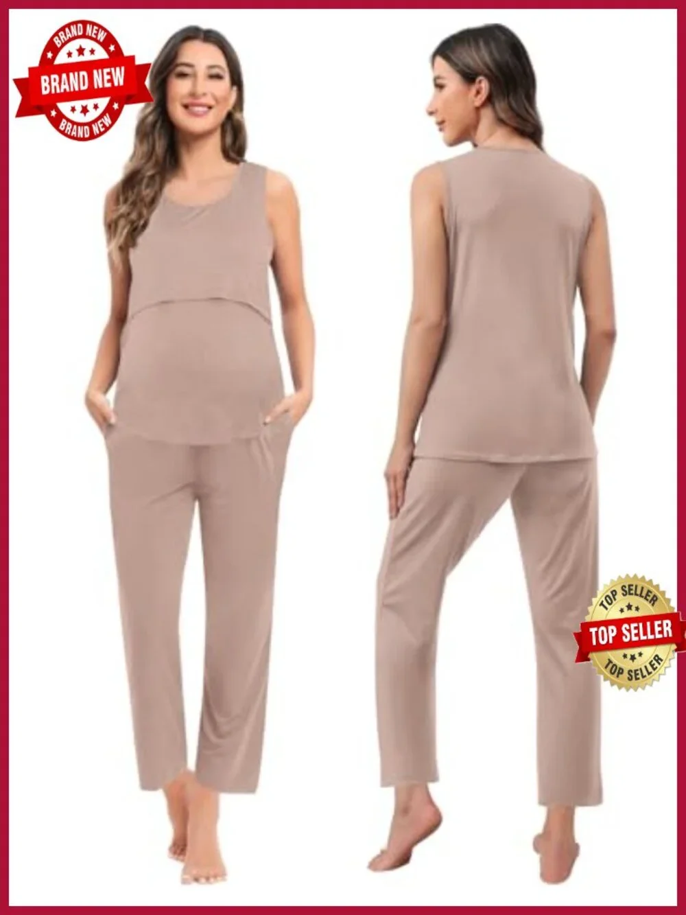 Maternity Nursing Robe Set 3 Pcs Postpartum Pajamas Breastfeeding Labor